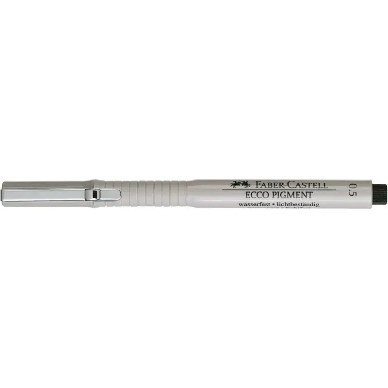 Faber-Castell Ecco Pigment Pack de 4 Rotuladores Calibrados 0.1, 0.3, 0.5, 0.7mm - Punta Engastada en Metal - Tinta Pigmentada R