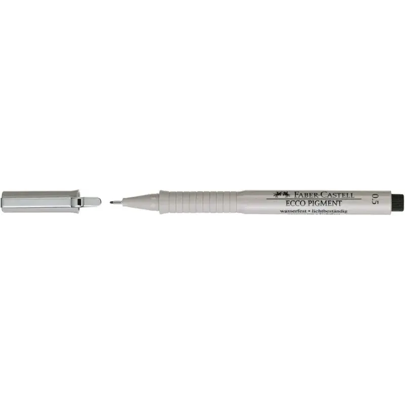 Faber-Castell Ecco Pigment Pack de 4 Rotuladores Calibrados 0.1, 0.3, 0.5, 0.7mm - Punta Engastada en Metal - Tinta Pigmentada R