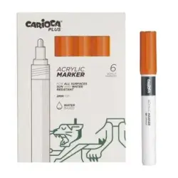 Carioca Plus Pack de 6 Marcadores Acrilicos - Punta 2mm - Color Naranja | Ahorro Imprimiendo