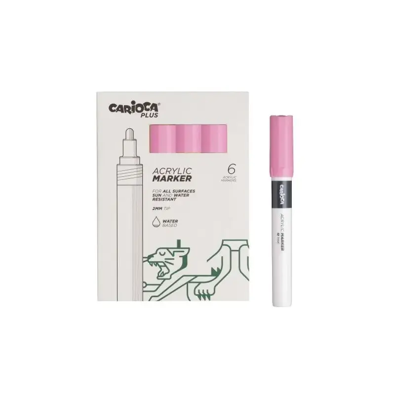 Carioca Plus Pack de 6 Marcadores Acrilicos - Punta 2mm - Color Rosado | Ahorro Imprimiendo