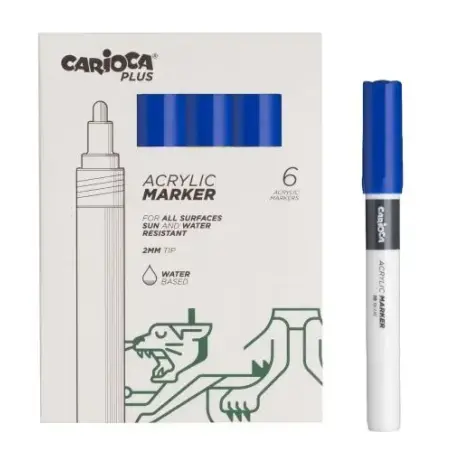Carioca Plus Pack de 6 Marcadores Acrilicos - Punta 2mm - Color Azul | Ahorro Imprimiendo