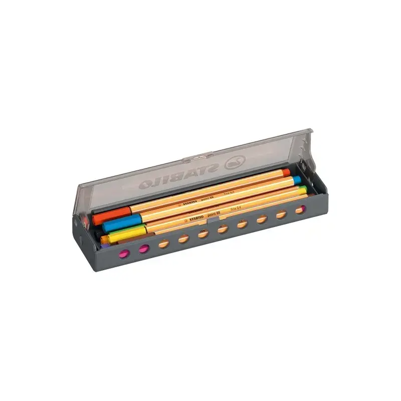 Stabilo Point 88 Set de Mesa con 10 Rotuladores de Punta de Fibra - Trazo de 0.4mm aprox. - Tinta con Base de Agua - Colores Sur