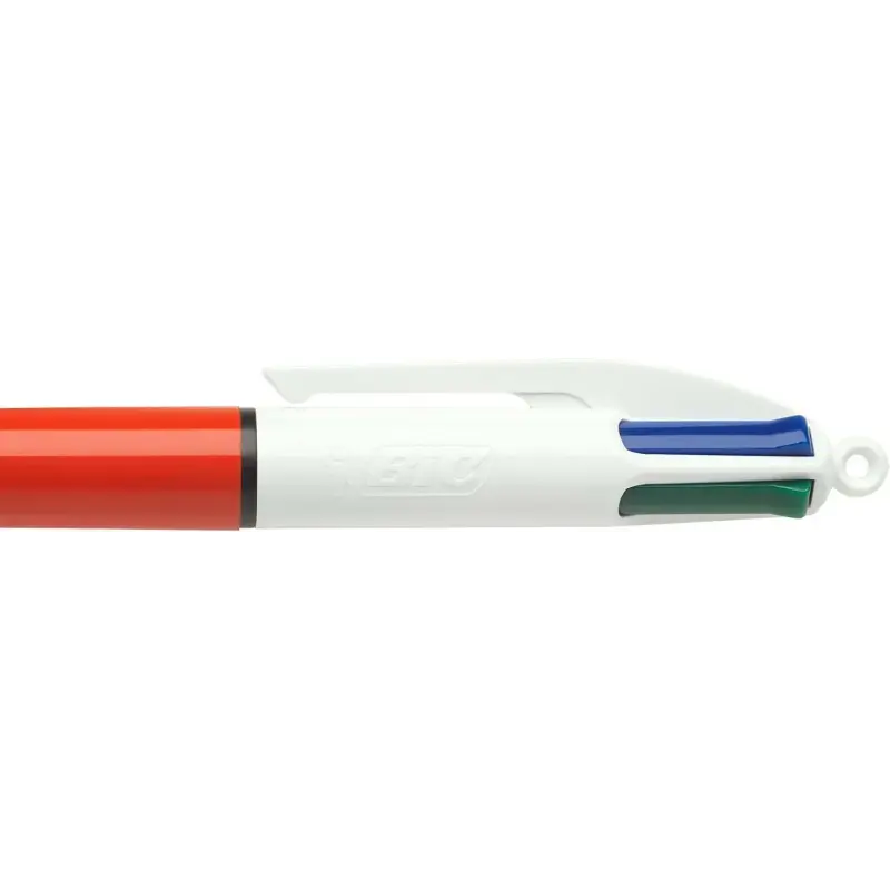 Bic 4 Colours Original Fine Boligrafo de Bola Retractil - Punta Fina de 0.8mm - Tinta con Base de Aceite - Cuerpo Rojo/Blanco -
