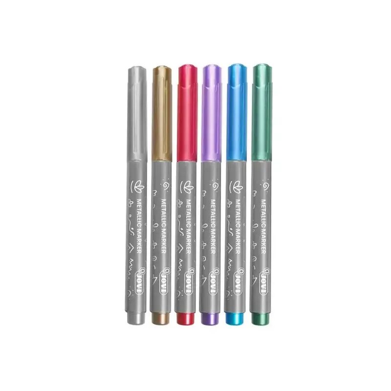 Jovi Metalic Caja de 24 Rotuladores - Colores Efecto Metalico - Tinta Base de Agua - Facil Limpieza - Ideal para Papel Oscuro y