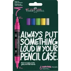 Faber-Castell Multimark Acrylic Pack con 6 Rotuladores Acrilicos Doble Punta - Puntas Redondas de 1mm y 3mm - Tinta Acrilica a B
