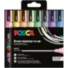 Posca PC-5M/8C Estuche de 8 Marcadores de Pintura - Punta de Bala 1.8-2.5mm - Tinta Base al Agua - Resistente a la Luz - No Perm