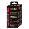 Posca PC-5BR Caja con 16 Marcadores de Pintura - Punta Brush 1-4mm - Tinta Base al Agua - Resistente a la Luz - No Permanente -