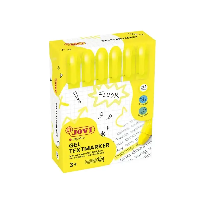 Jovi Gel Textmarker Marcador de Texto Fluorescente - Gel en Seco - No Necesitan Punta - No Traspasan - Secado Rapido - Aptos par