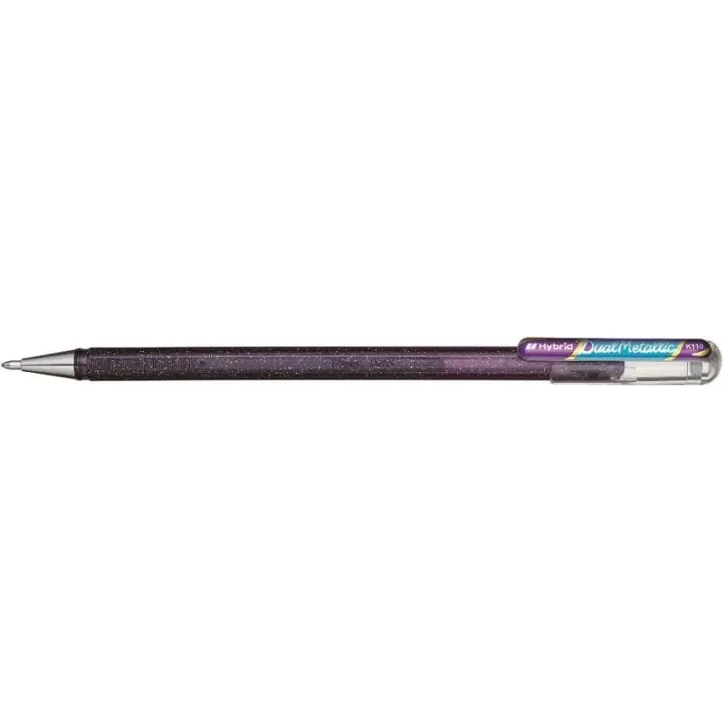 Pentel Hybrid Dual Metallic Pack de 4 Boligrafos de Bola con Tinta Gel Brillante - Punta 1mm - Trazo 0.5mm - Colores Brillantes