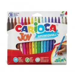 Carioca Joy Pack de 18 Rotuladores - Tinta Superlavable - Punta Fina 2.8mm - Bloqueada - Tapa Ventilada - Color Varios | Ahorro