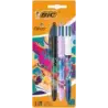 Bic 4 Colours Decors Hydro Pack de 3 Boligrafos de Bola Retractil - Punta Media de 1.0mm - Tinta con Base de Aceite - 4 Colores