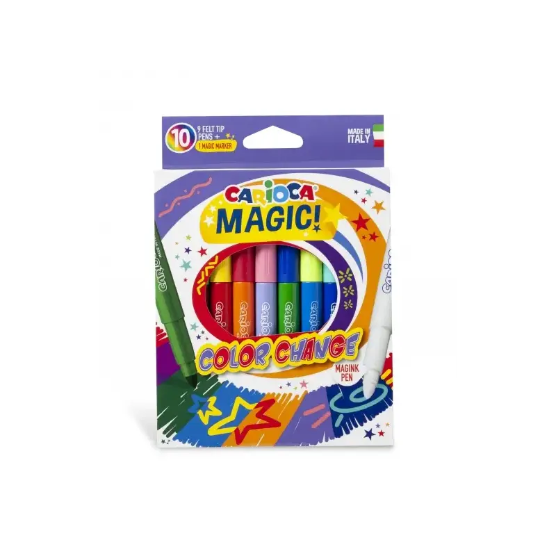 Carioca Color Change Pack de 10 Rotuladores - Tinta Magica Cambia de Color - Incluye Rotulador Magink para Dos Colores - Punta M