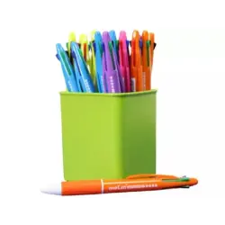 Molin Pack de 25 Boligrafos Retractiles de 4 Colores - Punta de Bola Media - Tinta Base de Aceite - Cuerpo de Colores Surtidos |