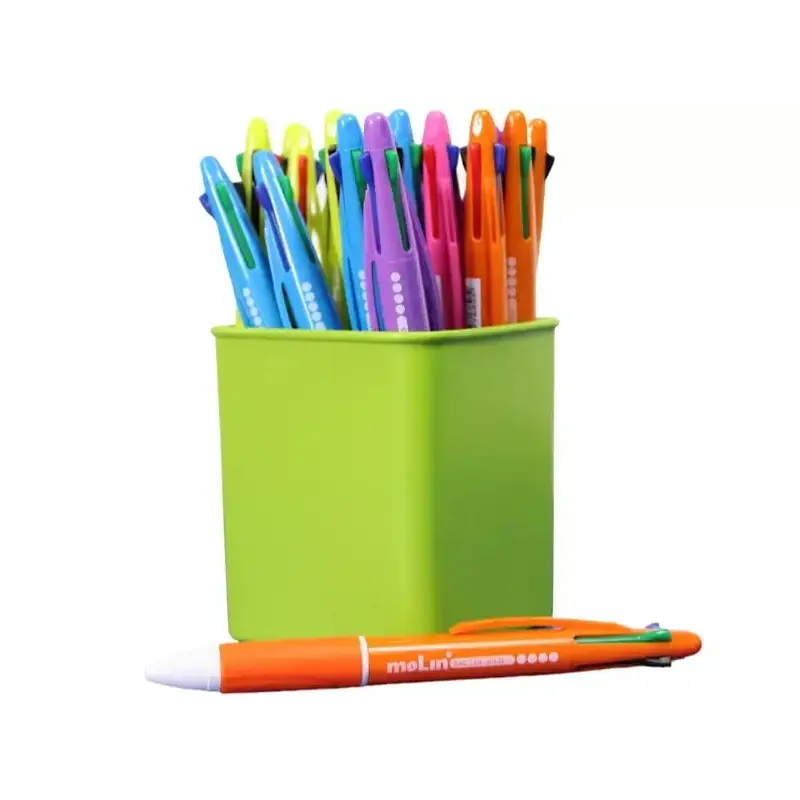 Molin Pack de 25 Boligrafos Retractiles de 4 Colores - Punta de Bola Media - Tinta Base de Aceite - Cuerpo de Colores Surtidos |