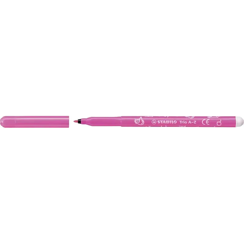 Stabilo Trio A-Z Pack con 12 Rotuladores de Punta Fina de Fibra - Trazo 0.7mm - Tinta Super Lavable - Forma Triangular - Colores
