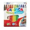 Carioca Bravo Pack de 12 Rotuladores - Cuerpo Octogonal Maxi - Tinta Superlavable - Punta Maxi 6mm Bloqueada - Tapa Ventilada -