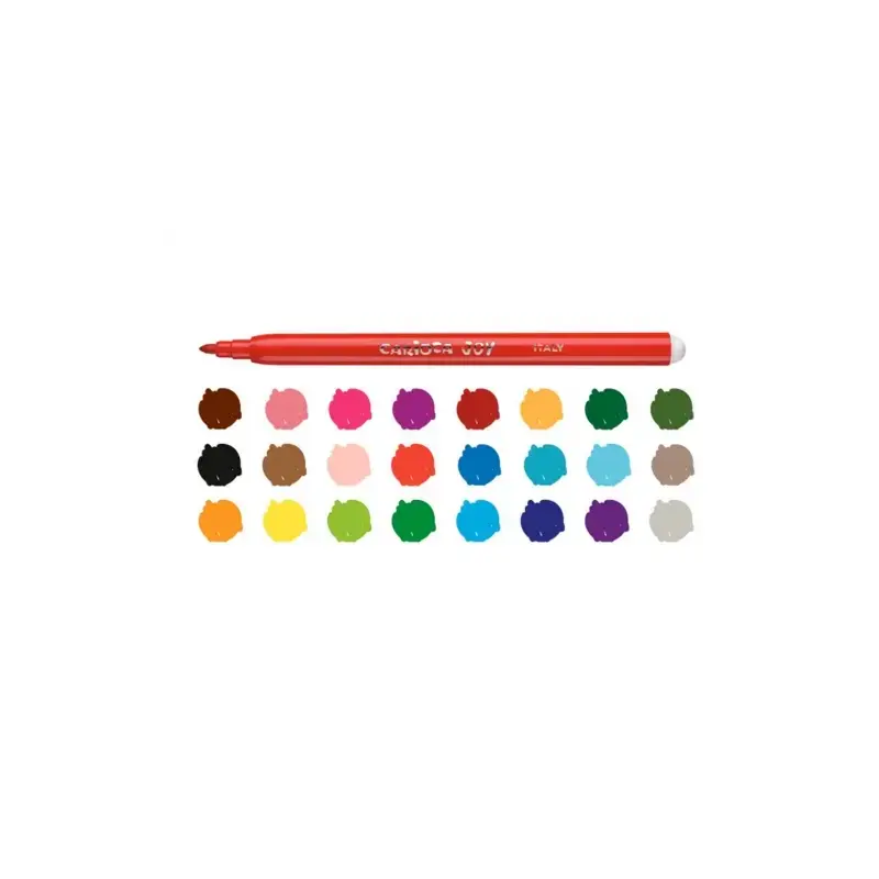 Carioca Joy Pack de 24 Rotuladores - Tinta Superlavable - Punta Fina 2.8mm - Punta Bloqueada - Tapa Ventilada - Color Varios | A