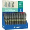 Pilot Expositor 60 Boligrafos de Bola Retractiles B2P Ecoball BeGreen + 10 B2P Gel BeGreen - 86,64% de Plastico Reciclado - Reca