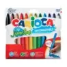 Carioca Jumbo Pack de 12 Rotuladores - Cuerpo Octogonal Maxi - Tinta Superlavable - Punta Maxi 6mm Bloqueada - Tapa Ventilada -
