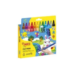 Jovi Felt Pens Estuche de 12 Rotuladores Jumbo - Punta de 5.8mm - Amplia Variedad de Tonos - Tinta de Gran Fijacion - Capuchon d