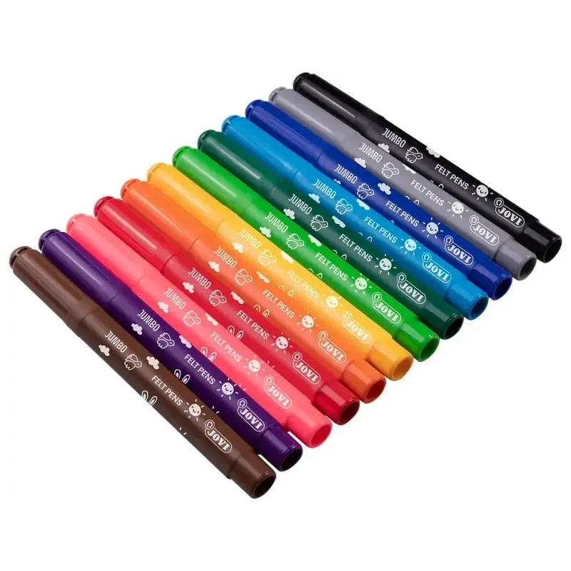 Jovi Felt Pens Estuche de 12 Rotuladores Jumbo - Punta de 5.8mm - Amplia Variedad de Tonos - Tinta de Gran Fijacion - Capuchon d