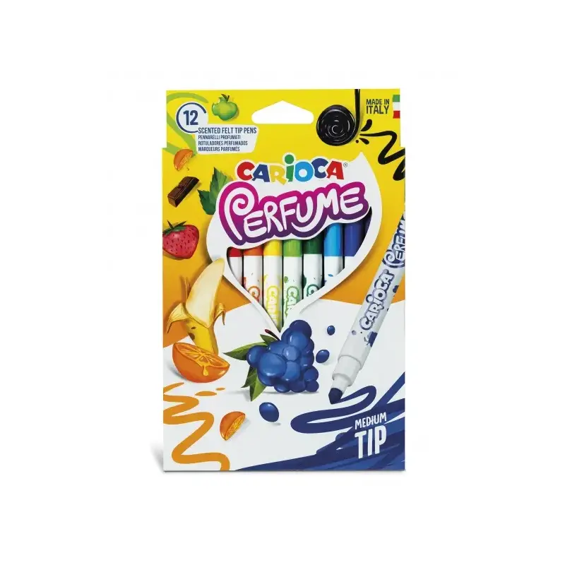 Carioca Xplosion Pack de 12 Rotuladores - Tinta Perfumada y Lavable - Aromas Naturales - Libre de Sustancias Alergenicas - Punta