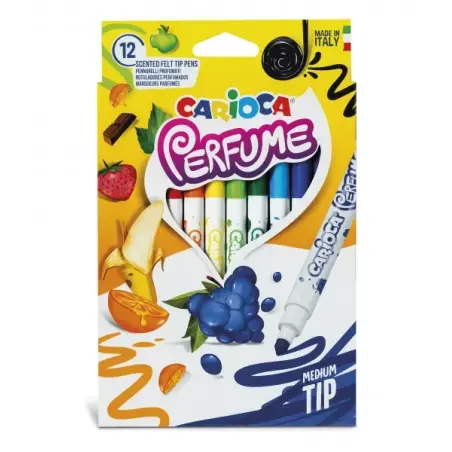Carioca Xplosion Pack de 12 Rotuladores - Tinta Perfumada y Lavable - Aromas Naturales - Libre de Sustancias Alergenicas - Punta