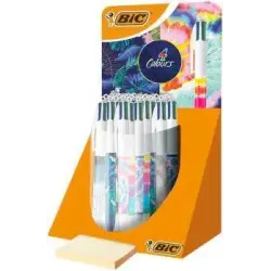 Bic 4 Colours Decor Expositor de 30 Boligrafos de Bola Retractiles - Punta Media de 1.0mm - Tinta con Base de Aceite - 4 Colores
