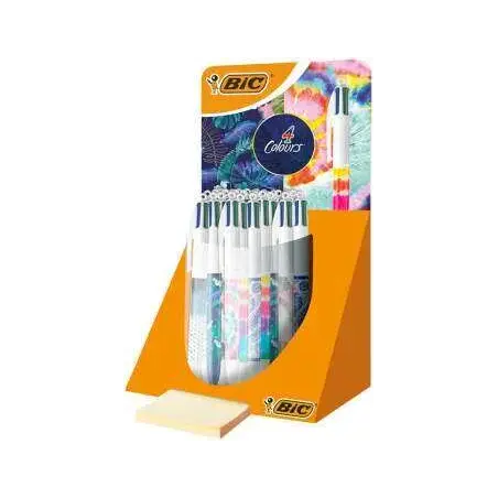 Bic 4 Colours Decor Expositor de 30 Boligrafos de Bola Retractiles - Punta Media de 1.0mm - Tinta con Base de Aceite - 4 Colores