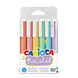 Carioca Pack de 6 Subrayadores Pastel - Tinta a Base de Agua - Punta Biselada - Tinta Lavable - Color Varios | Ahorro Imprimiend