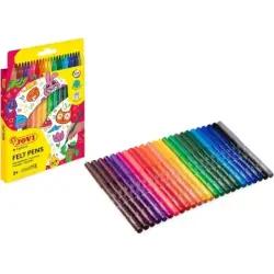 Jovi Felt Pens Pack de 24 Rotuladores - Punta de 3mm - Amplia Variedad de Tonos - Tinta de Gran Fijacion - Capuchon de Ventilado