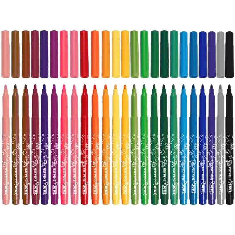 Jovi Felt Pens Pack de 24 Rotuladores - Punta de 3mm - Amplia Variedad de Tonos - Tinta de Gran Fijacion - Capuchon de Ventilado