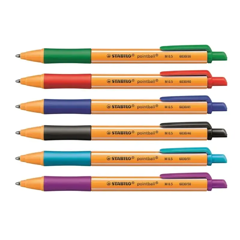 Stabilo Pointball Expositor con 38 Boligrafos Retractiles - Punta de 1mm - Tinta con Base de Aceite - Recargable - 87% Plastico