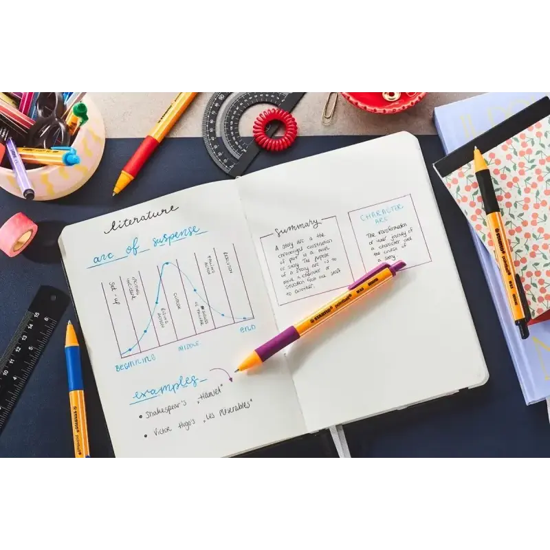 Stabilo Pointball Expositor con 38 Boligrafos Retractiles - Punta de 1mm - Tinta con Base de Aceite - Recargable - 87% Plastico