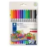 Staedtler Noris 320 Pack de 12 Rotuladores - Doble Punta de Fibra - Trazos 1 y 3mm - Tapa Ventilada - Colores surtidos | Ahorro