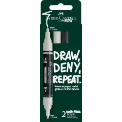 Faber-Castell Multimark Acrylic Pack con 2 Rotuladores Acrilicos Doble Punta - Puntas Redondas de 1mm y 3mm - Tinta Acrilica a B