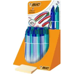 Bic 4 Colours Smooth Gradient Expositor de 30 Boligrafos de Bola Retractil - Punta Media de 1.0mm - Escritura un 40% mas Suave -