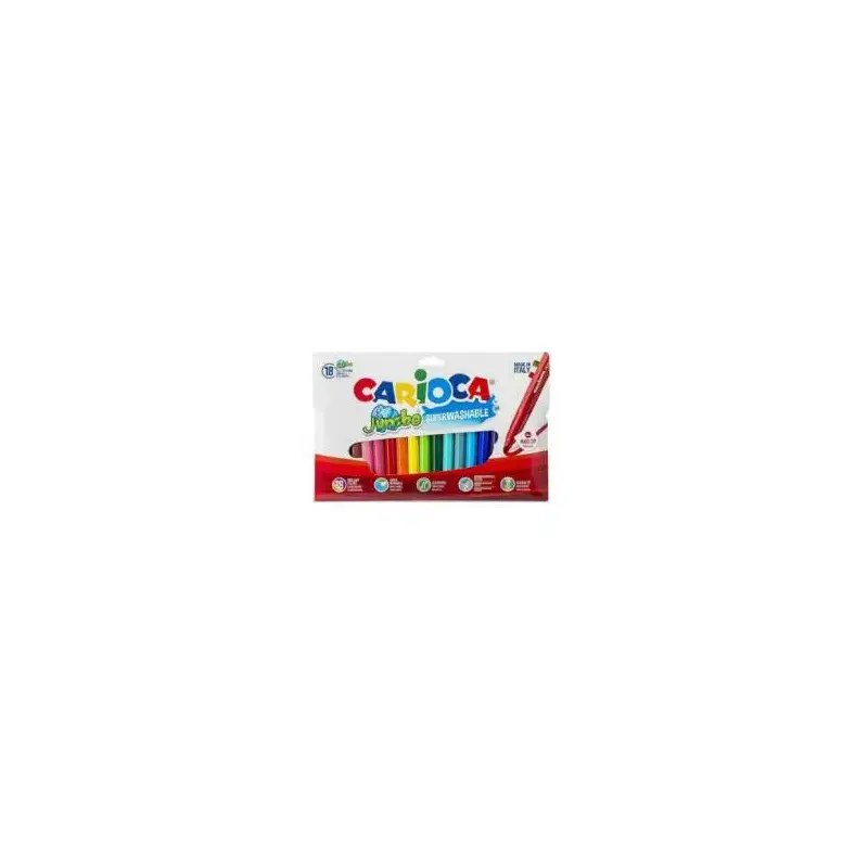 Carioca Jumbo Pack de 18 Rotuladores - Punta 6mm - Superlavable - Colores Surtidos | Ahorro Imprimiendo