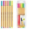 Stabilo Point 88 Pack de 6 Rotuladores de Punta Fina de Fibra - Trazo de 0.4 mm - Tinta con Base de Agua - Colores Surtidos Neon