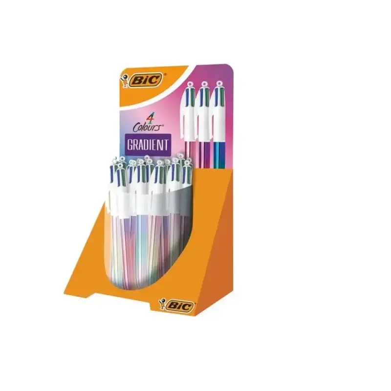 Bic 4 Colours Gradient Expositor de 30 Boligrafos de Bola Retractiles - Punta Media de 1.0mm - Tinta con Base de Aceite - Cuerpo