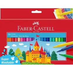 Faber-Castell Castle Pack de 50 Rotuladores - Tinta con Base de Agua Lavable - Colores Surtidos | Ahorro Imprimiendo