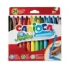 Carioca Jumbo Pack de 24 Rotuladores - Cuerpo Octogonal Maxi - Tinta Superlavable - Punta Maxi 6mm Bloqueada - Tapa Ventilada -