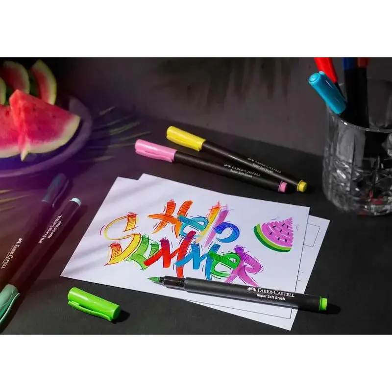 Faber-Castell Black Edition Pack de 10 Rotuladores Punta Pincel - Tinta a Base de Colorantes Alimentarios - Colores Surtidos | A