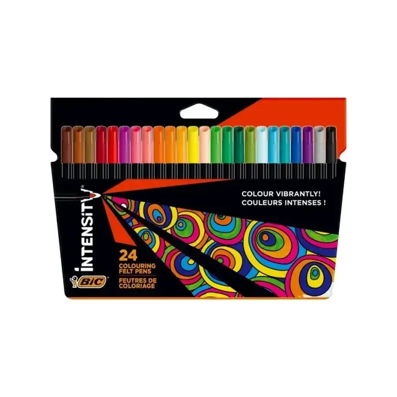 Bic Intensity Pack de 24 Rotuladores - Punta 0.9mm - Tinta con Base de Agua Lavable - Colores Surtidos | Ahorro Imprimiendo