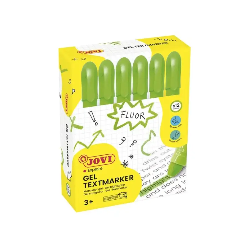 Jovi Gel Textmarker Marcador de Texto Fluorescente - Gel en Seco - No Necesitan Punta - No Traspasan - Secado Rapido - Aptos par