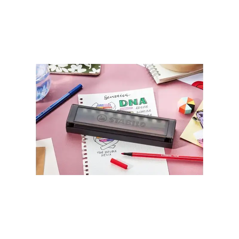 Stabilo Pen 68 Set de Mesa con 10 Rotuladores de Punta de Fibra - Trazo de 1mm aprox. - Tinta con Base de Agua - Colores Surtido