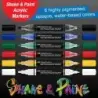 Faber-Castell Shake & Paint Black Edition Pack de 6 Rotuladores Acrilicos Doble Punta - Puntas Redondas de 1mm y 3mm - Tinta Acr
