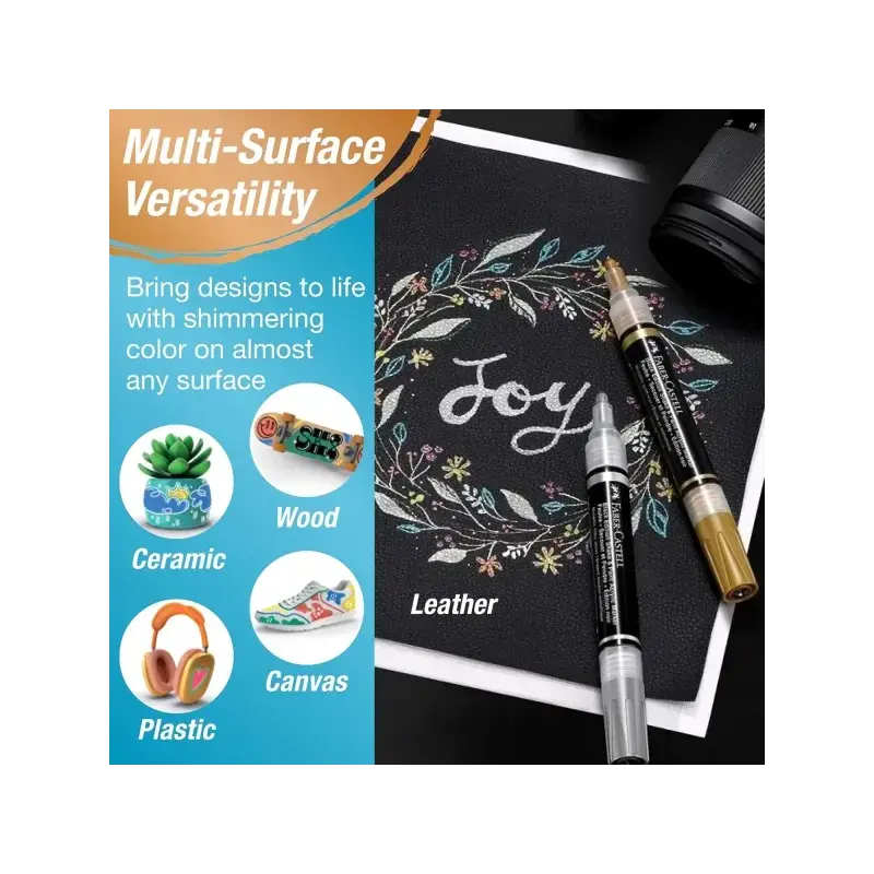 Faber-Castell Shake & Paint Black Edition Pack de 6 Rotuladores Acrilicos Doble Punta - Puntas Redondas de 1mm y 3mm - Tinta Acr