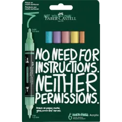 Faber-Castell Multimark Acrylic Pack con 6 Rotuladores Acrilicos Doble Punta - Puntas Redondas de 1mm y 3mm - Tinta Acrilica a B