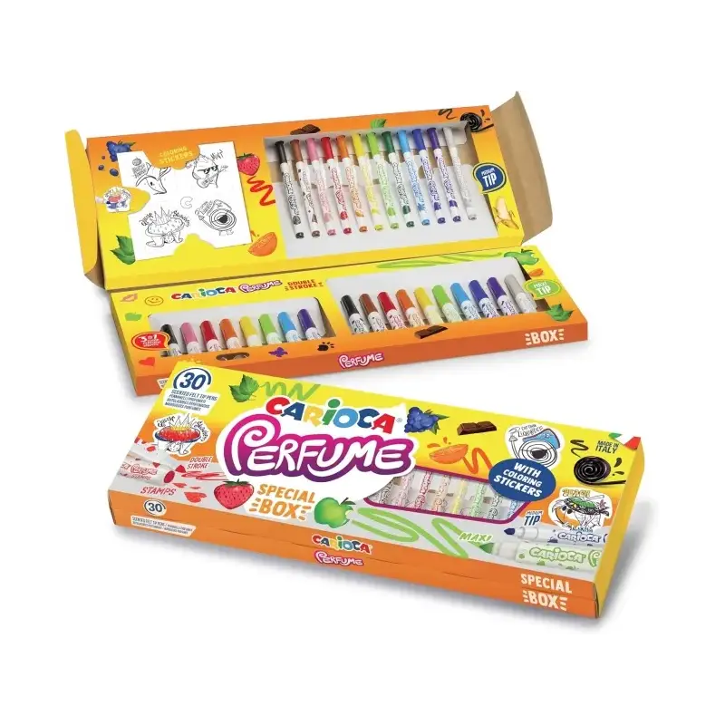 Carioca Perfume Pack de 30 Rotuladores Perfumados - 12 Punta Media, 10 Punta Maxi y 8 Punta Maxi y Punta con Sellos - Ideales pa